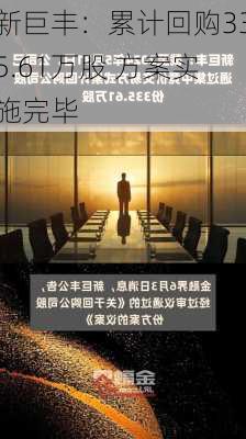 新巨丰：累计回购335.61万股 方案实施完毕