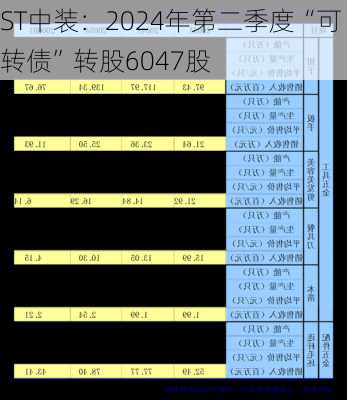 ST中装：2024年第二季度“可转债”转股6047股