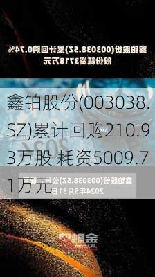 鑫铂股份(003038.SZ)累计回购210.93万股 耗资5009.71万元