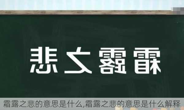 霜露之悲的意思是什么,霜露之悲的意思是什么解释