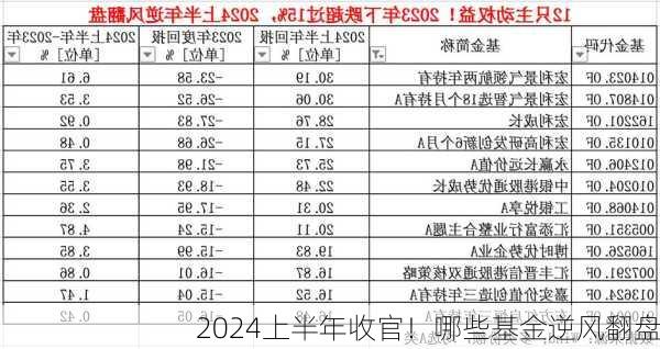 2024上半年收官！哪些基金逆风翻盘