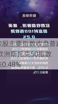 欧股主要指数收盘普跌 欧洲斯托克50指数跌0.48%