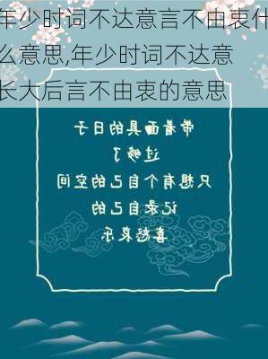 年少时词不达意言不由衷什么意思,年少时词不达意 长大后言不由衷的意思