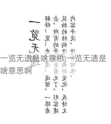 一览无遗是啥意思,一览无遗是啥意思啊