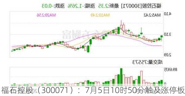 福石控股（300071）：7月5日10时50分触及涨停板