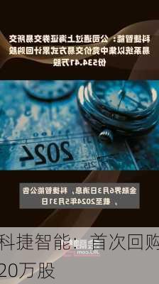 科捷智能：首次回购20万股