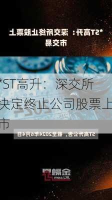 *ST高升：深交所决定终止公司股票上市