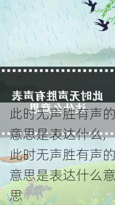 此时无声胜有声的意思是表达什么,此时无声胜有声的意思是表达什么意思