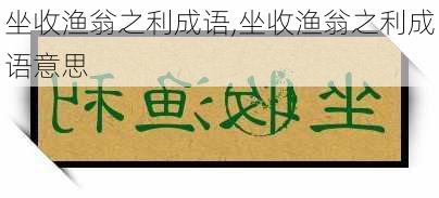 坐收渔翁之利成语,坐收渔翁之利成语意思