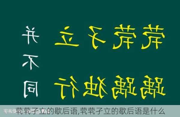 茕茕孑立的歇后语,茕茕孑立的歇后语是什么