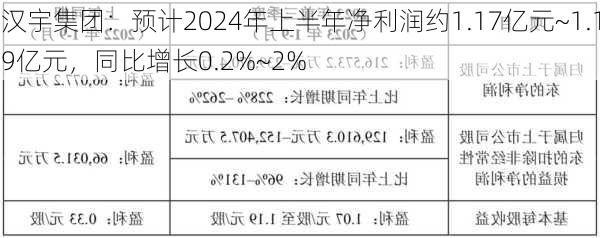 汉宇集团：预计2024年上半年净利润约1.17亿元~1.19亿元，同比增长0.2%~2%