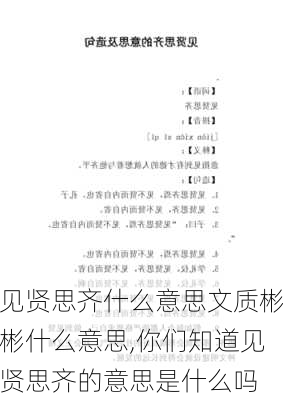 见贤思齐什么意思文质彬彬什么意思,你们知道见贤思齐的意思是什么吗