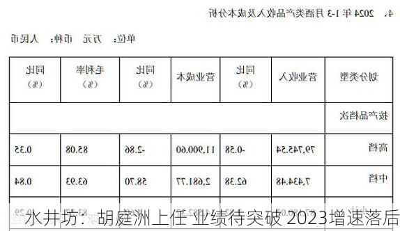 水井坊：胡庭洲上任 业绩待突破 2023增速落后