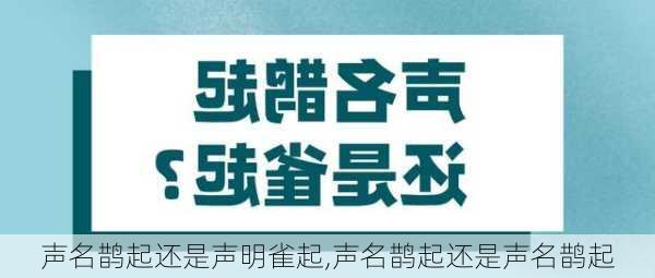 声名鹊起还是声明雀起,声名鹊起还是声名鹊起