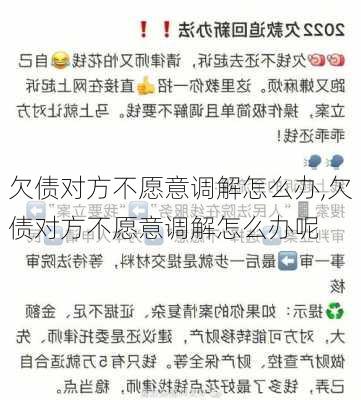 欠债对方不愿意调解怎么办,欠债对方不愿意调解怎么办呢