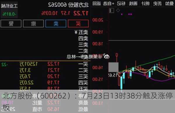 北方股份（600262）：7月23日13时38分触及涨停板