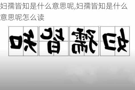 妇孺皆知是什么意思呢,妇孺皆知是什么意思呢怎么读