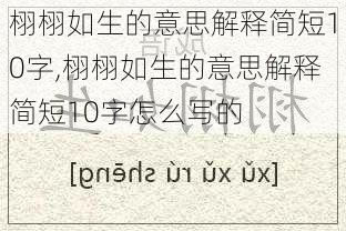 栩栩如生的意思解释简短10字,栩栩如生的意思解释简短10字怎么写的