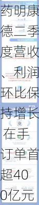 药明康德二季度营收、利润环比保持增长 在手订单首超400亿元