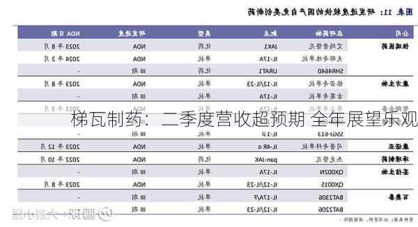 梯瓦制药：二季度营收超预期 全年展望乐观