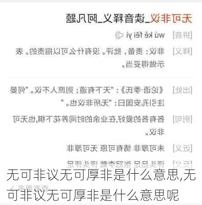 无可非议无可厚非是什么意思,无可非议无可厚非是什么意思呢