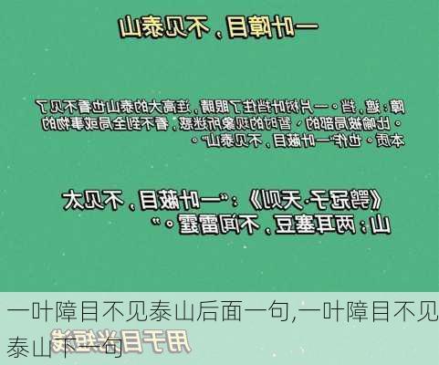 一叶障目不见泰山后面一句,一叶障目不见泰山下一句