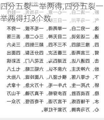 四分五裂一举两得,四分五裂一举两得打3个数