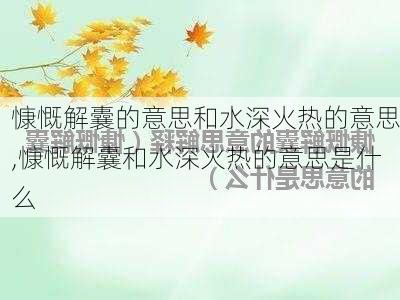 慷慨解囊的意思和水深火热的意思,慷慨解囊和水深火热的意思是什么