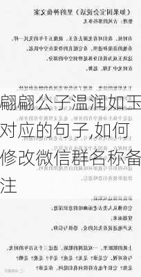 翩翩公子温润如玉对应的句子,如何修改微信群名称备注