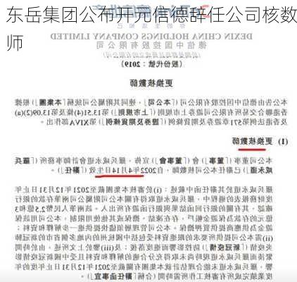 东岳集团公布开元信德辞任公司核数师