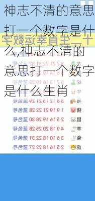 神志不清的意思打一个数字是什么,神志不清的意思打一个数字是什么生肖