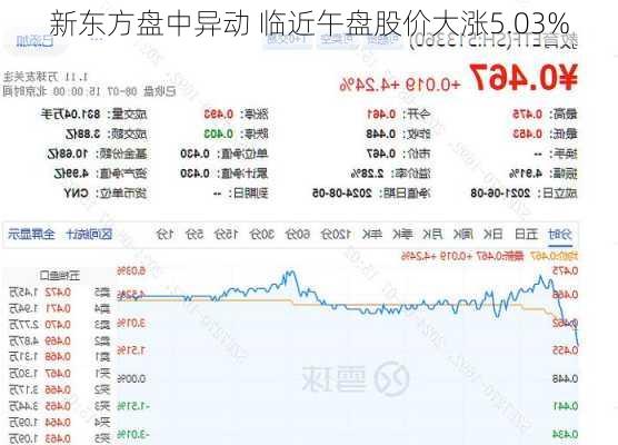 新东方盘中异动 临近午盘股价大涨5.03%