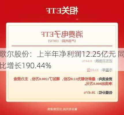 歌尔股份：上半年净利润12.25亿元 同比增长190.44%