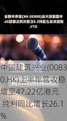 中国建筑兴业(00830.HK)上半年营收稳增至47.22亿港元  纯利同比增长26.1%