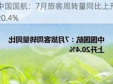 中国国航：7月旅客周转量同比上升20.4%