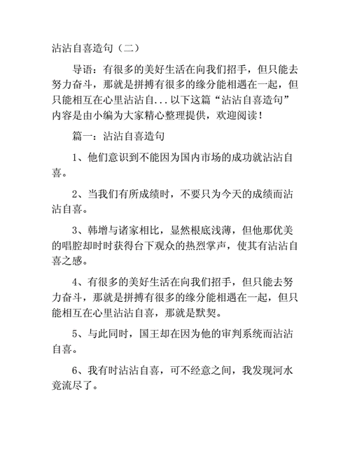 沾沾自喜造句,沾沾自喜造句二年级