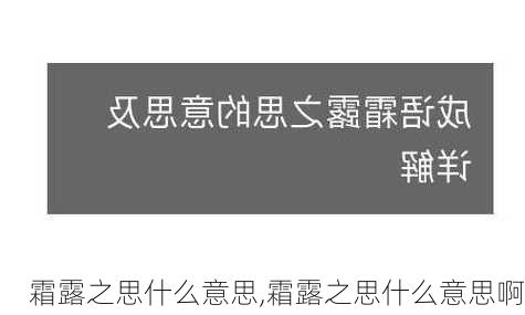 霜露之思什么意思,霜露之思什么意思啊