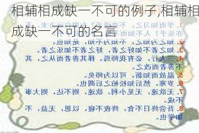 相辅相成缺一不可的例子,相辅相成缺一不可的名言