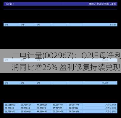 广电计量(002967)：Q2归母净利润同比增25% 盈利修复持续兑现