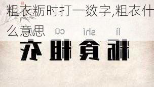 粗衣粝时打一数字,粗衣什么意思