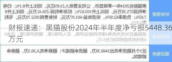 财报速递：黑猫股份2024年半年度净亏损5448.36万元