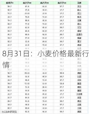 8月31日：小麦价格最新行情