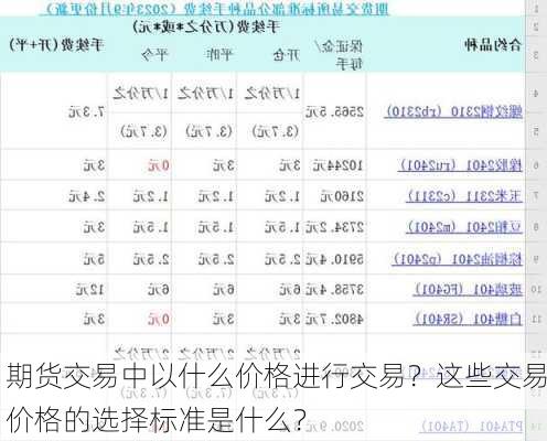 期货交易中以什么价格进行交易？这些交易价格的选择标准是什么？