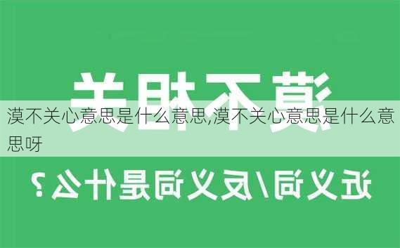 漠不关心意思是什么意思,漠不关心意思是什么意思呀