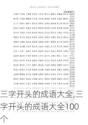 三字开头的成语大全,三字开头的成语大全100个