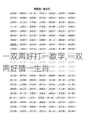 一双两好打一数字,一双两好猜一生肖