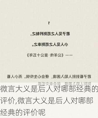 微言大义是后人对哪部经典的评价,微言大义是后人对哪部经典的评价呢