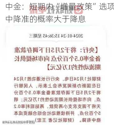 中金：短期内“增量政策”选项中降准的概率大于降息