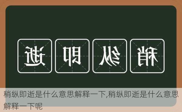 稍纵即逝是什么意思解释一下,稍纵即逝是什么意思解释一下呢