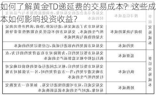 如何了解黄金TD递延费的交易成本？这些成本如何影响投资收益？